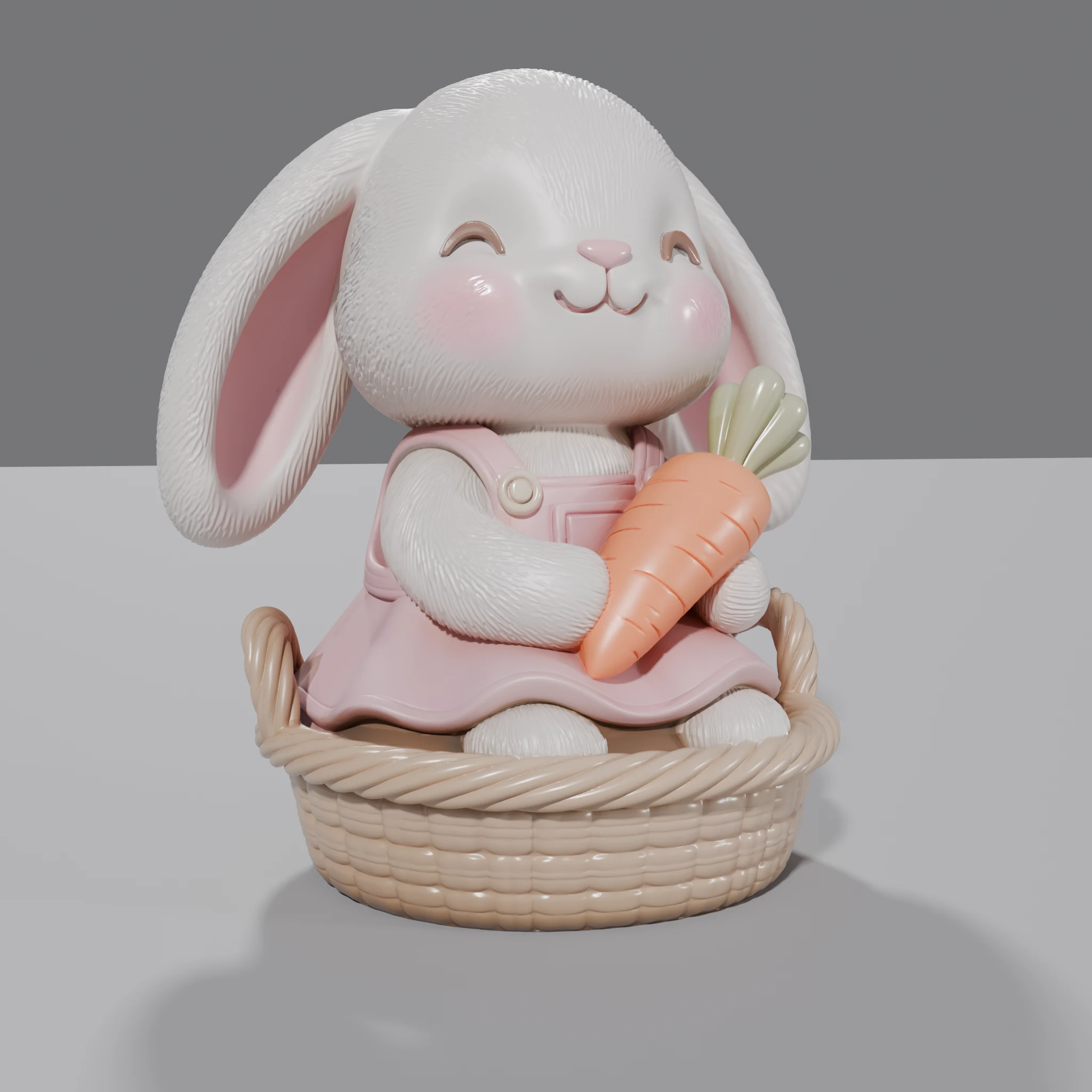 Bunny in Basket with Carrot