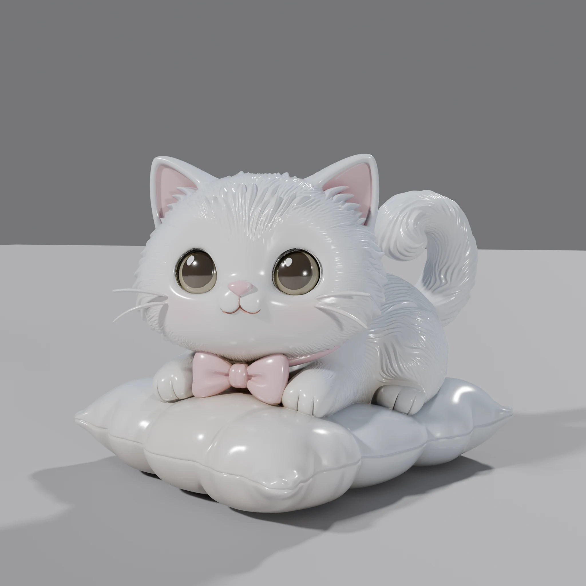 Curled Kitten on Pillow
