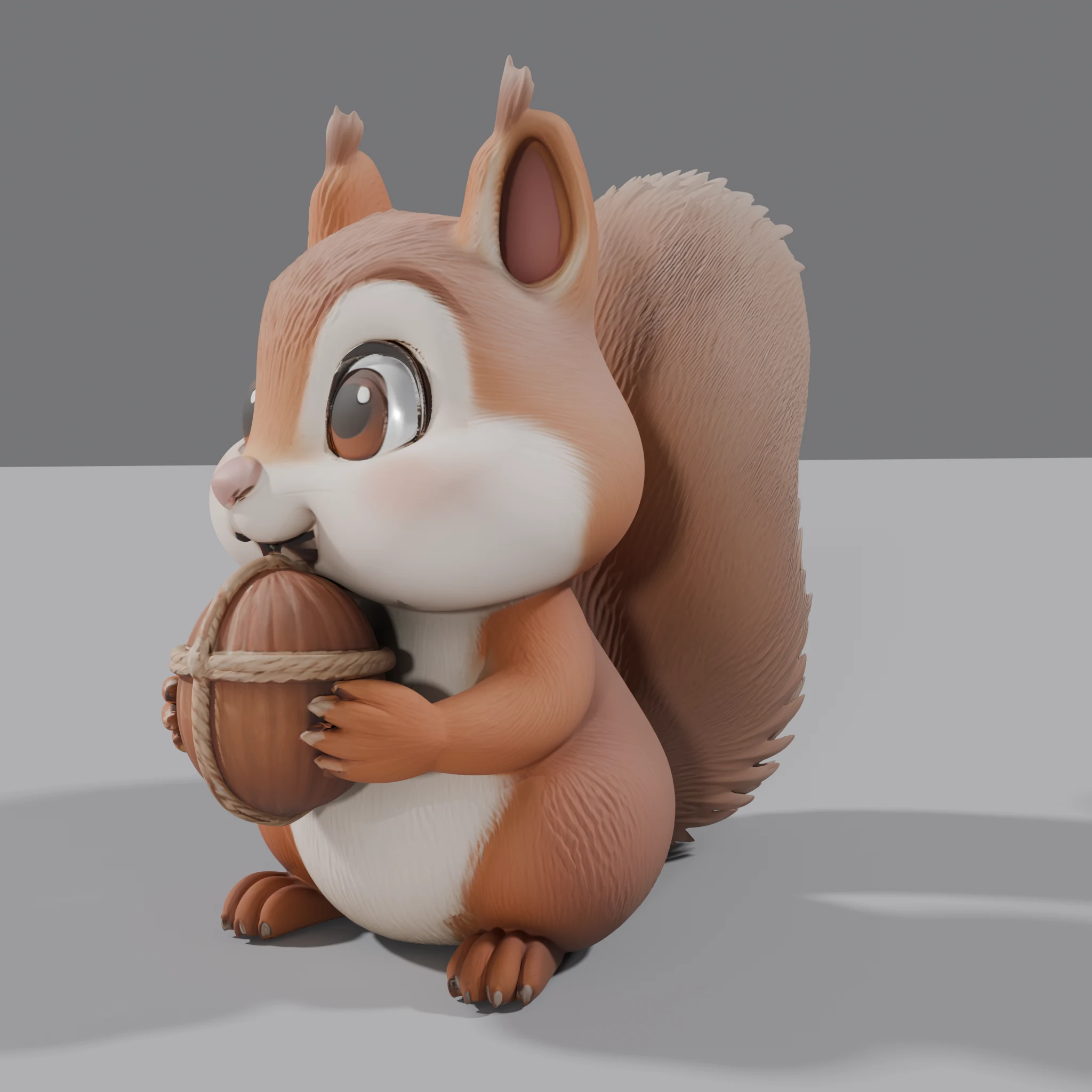 Curled Squirrel with Acorn Figurine