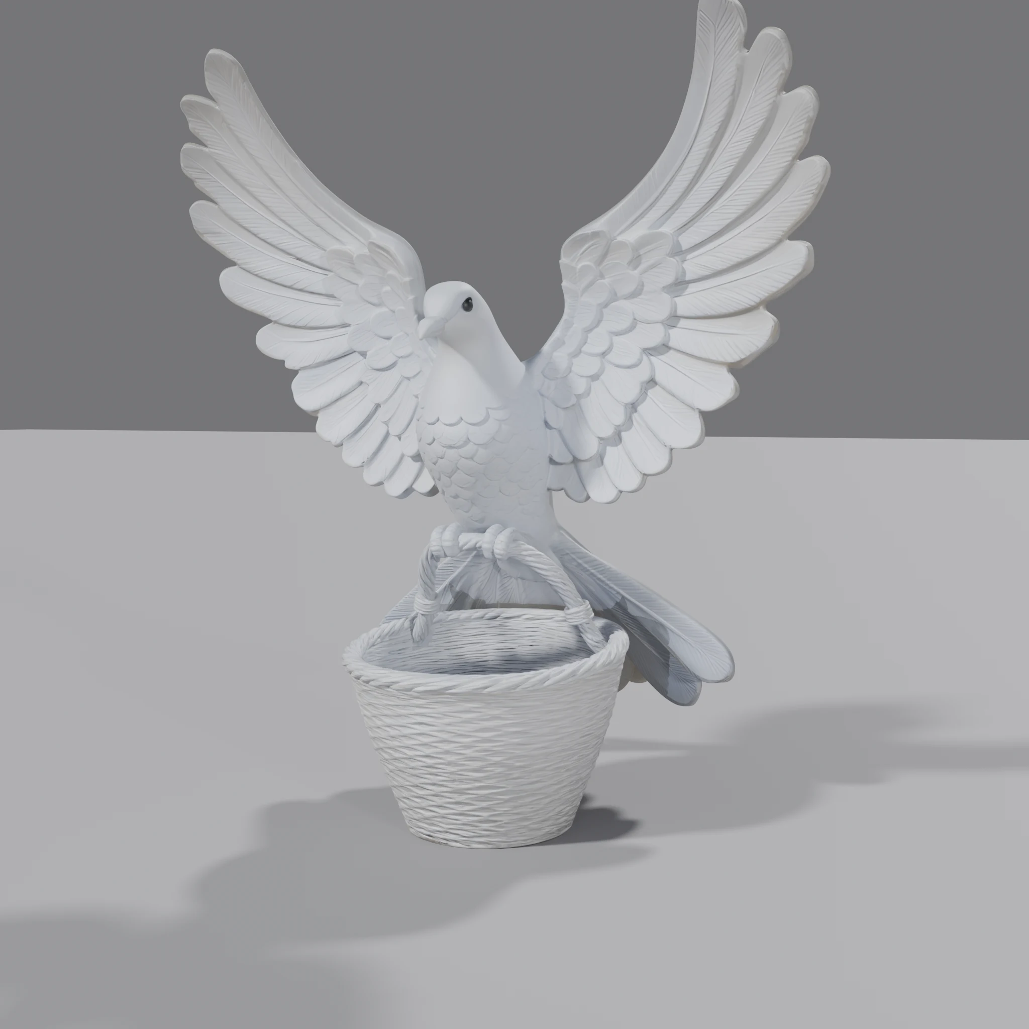 Dove in Flight with Woven Basket