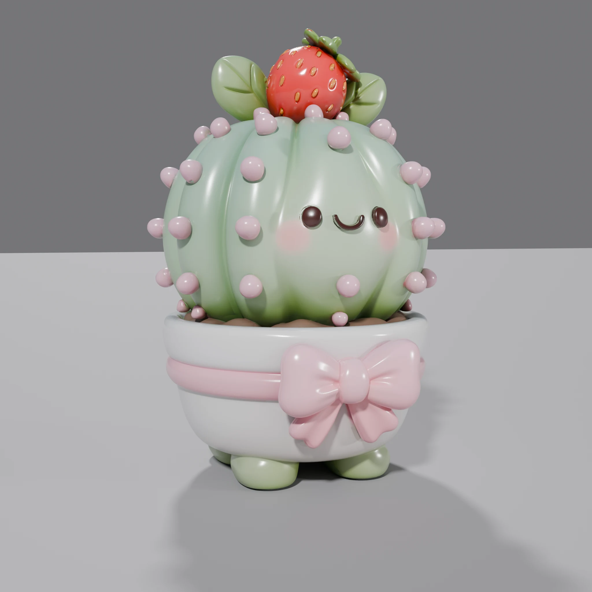Kawaii Strawberry Cactus Planter