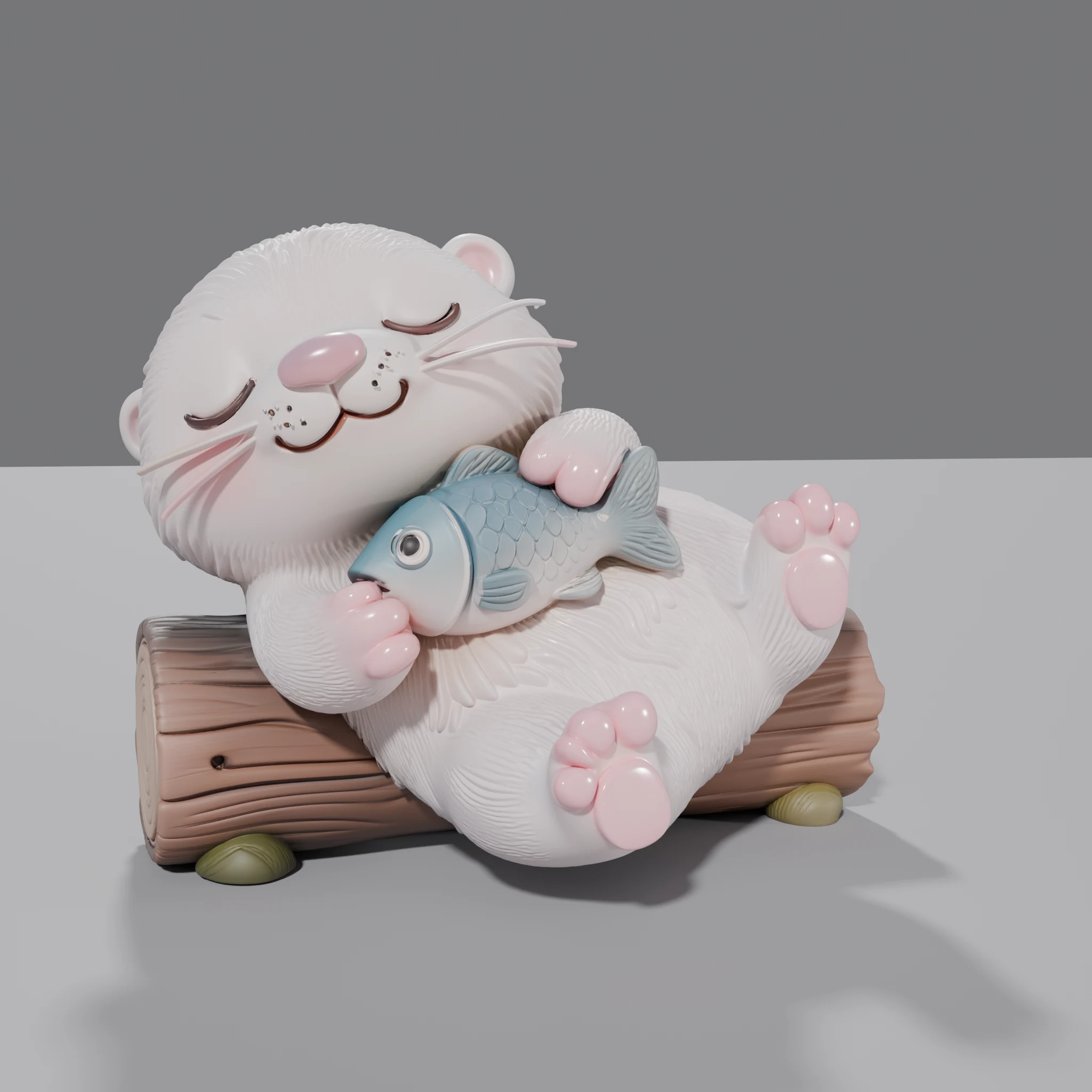 Relaxed Bear on Log Sculpture
