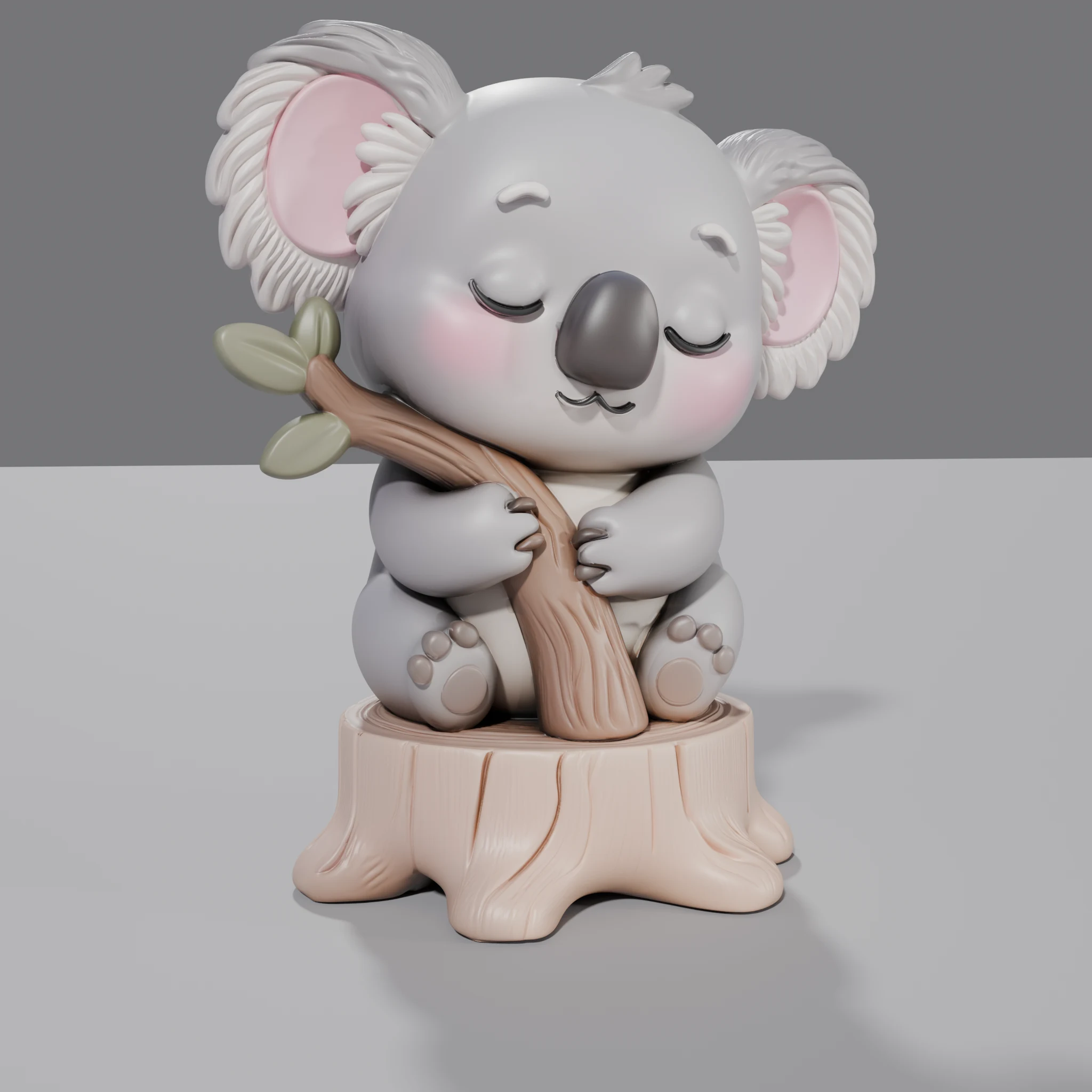 Resting Koala on Tree Stump