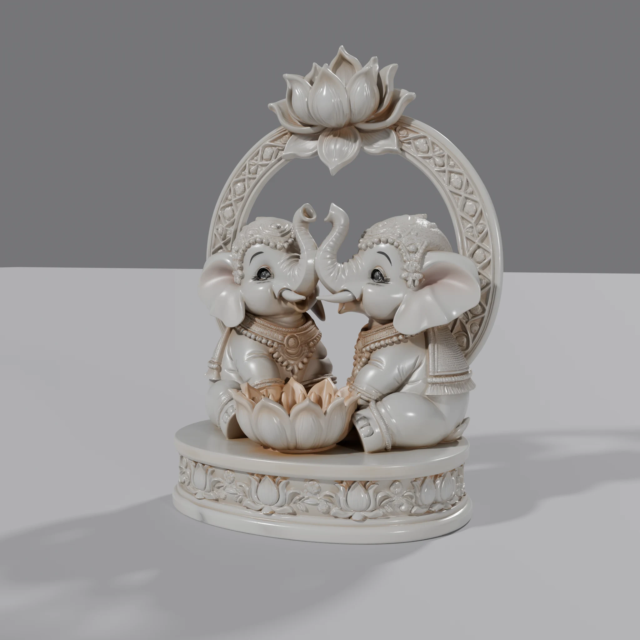 Seated Elephant Deities Sculpture