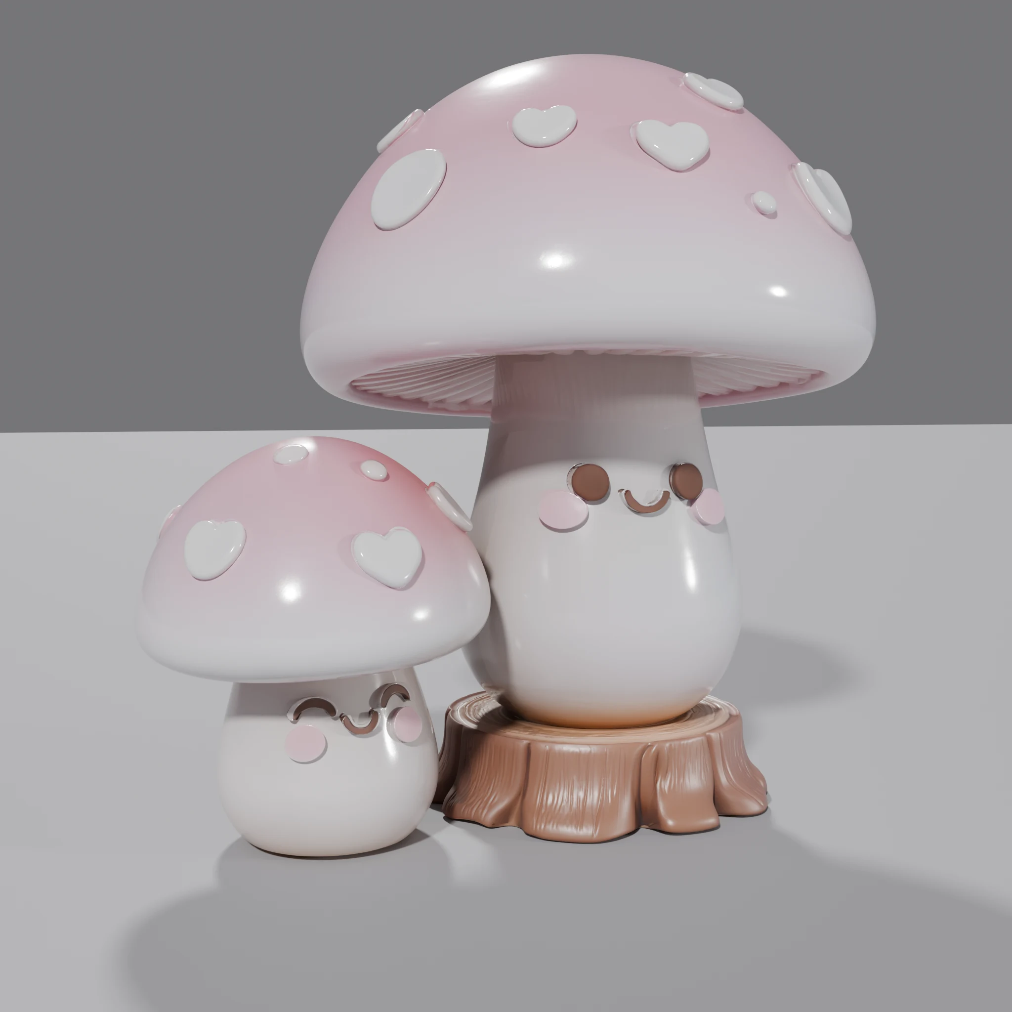 Whimsical Heart-Spotted Mushroom Sculpture